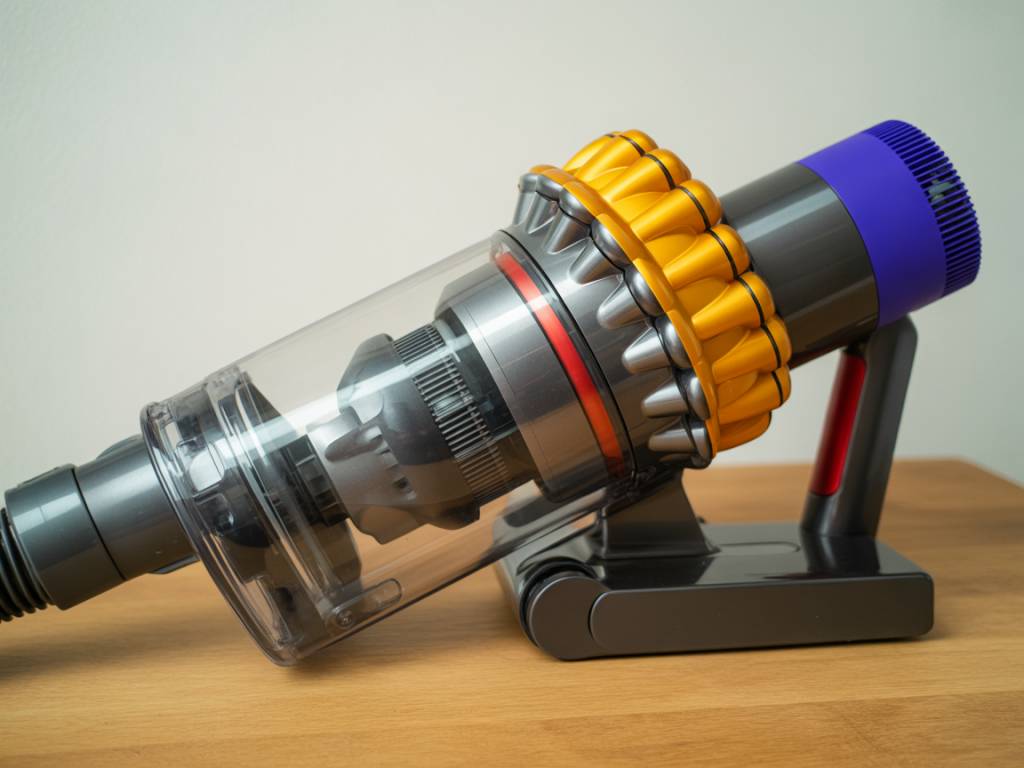 Test du Dyson V1 moteur numérique, brosse High Torque et filtration